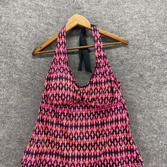 A New Approach Tankini Top Women 16W Plus Pink Striped Sleeveless Halter Neck - Picture 3 of 8